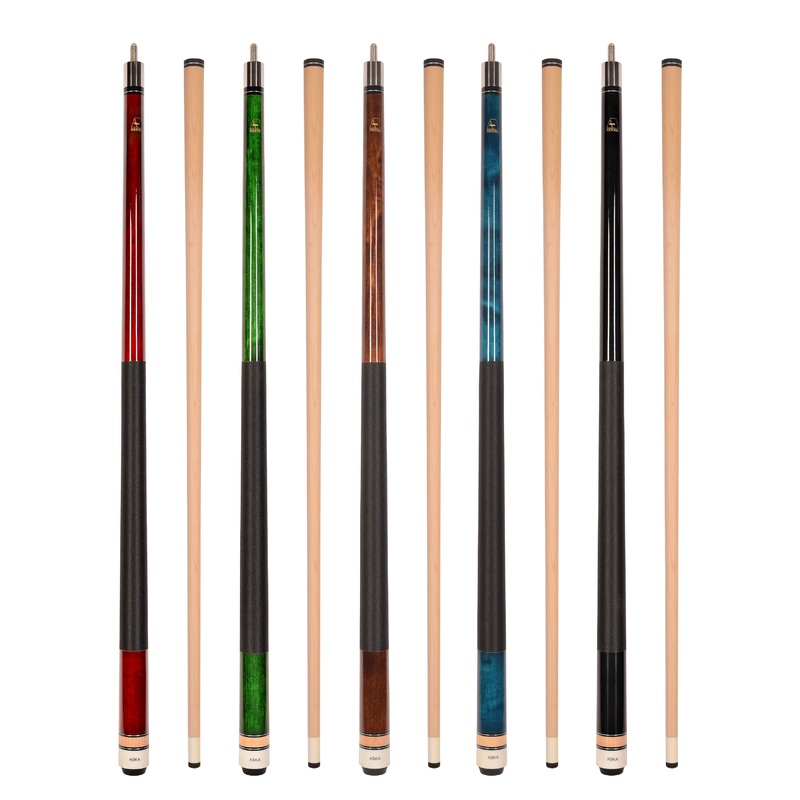 Set of 5 Aska L2 Billiard Pool Cues, 58″ Hard Rock Canadian Maple, 13mm Hard Tip, Mixed Weights, L2S5
