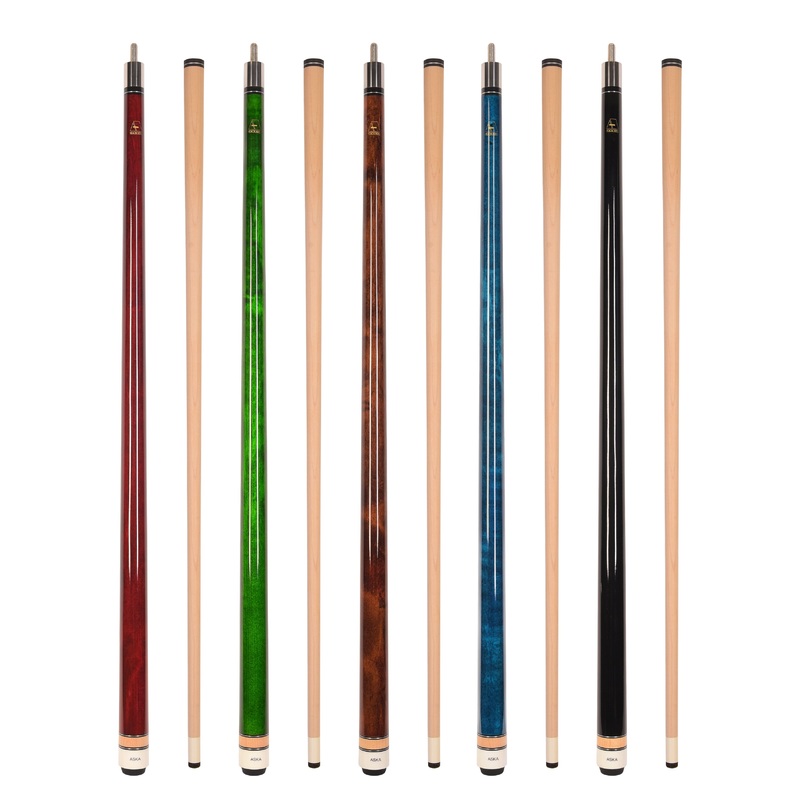 Set of 5 Aska L3 Pool Cue Sticks, 58″, 13mm Tip, Hard Rock Canadian Maple Shaft, Wrapless, L3S5