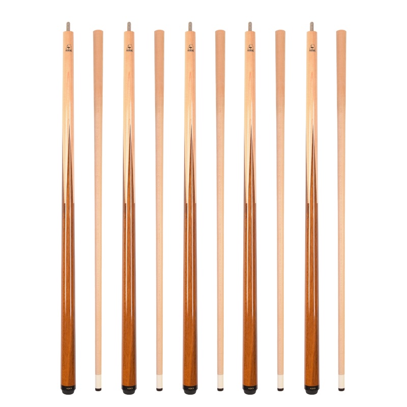 Set of 5 Aska SP1 Malaswood Sneaky Pete Billiard Pool Cue Sticks, 58″ Hard Rock Canadian Maple, 13mm Hard Le Pro Tip, 2-Piece Construction. SP1S5