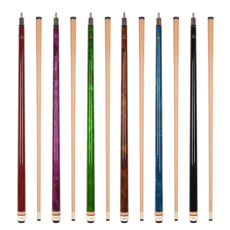 Set of 6 Aska L3 Pool Cue Sticks, 58″, 13mm Tip, Hard Rock Canadian Maple Shaft, Wrapless, L3S6