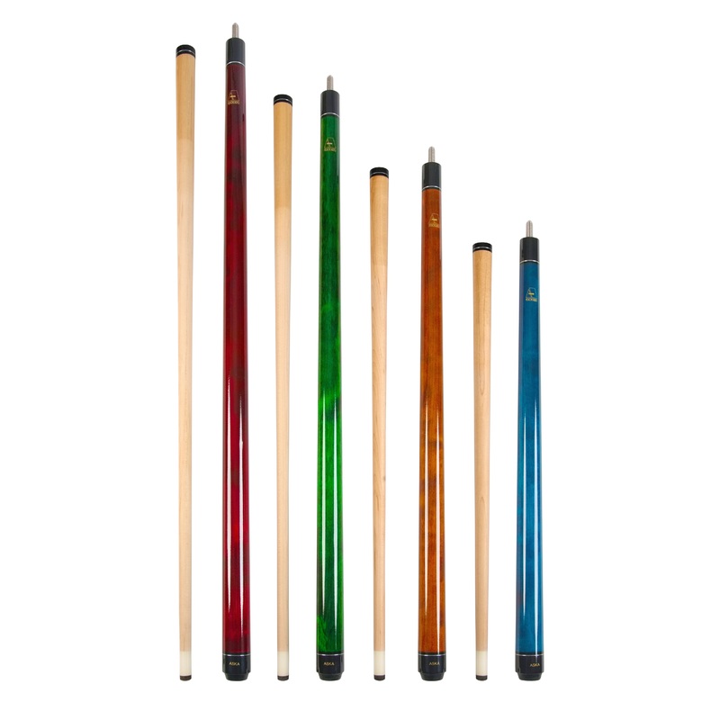 Set of Aska Mixed Length Cues LS, Canadian Hard Rock Maple Billiard Pool Cue Sticks, Short, Kids Cues, LS4N