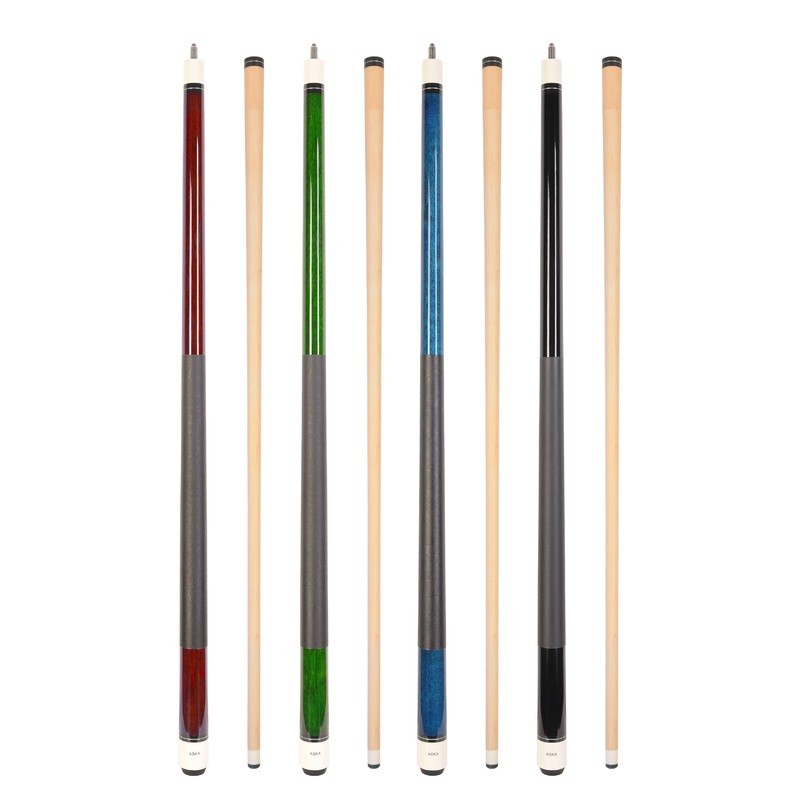 ASKA Set of 4 Pool Cue Sticks 58″, 2-Piece Construction, 5/16×18 Joint, Hard Rock Canadian Maple,  L1S4
