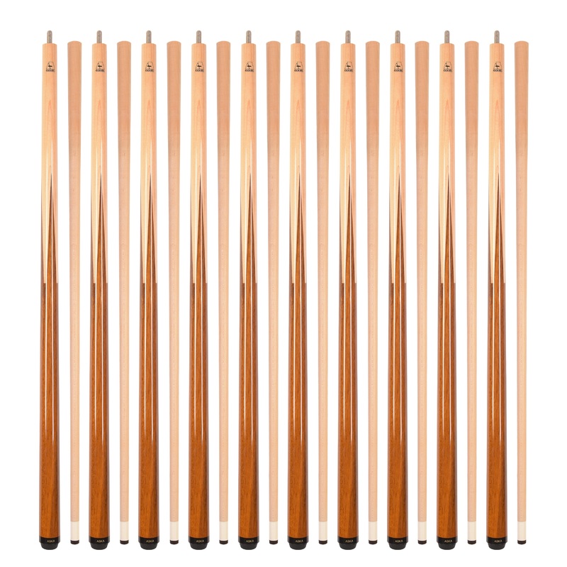 Set of 10 19-Ounce Aska SP1 Malaswood Sneaky Pete Billiard Pool Cue Sticks, 58″ Hard Rock Canadian Maple, 13mm Hard LeatherTip, 2-Piece Construction. SP1S10