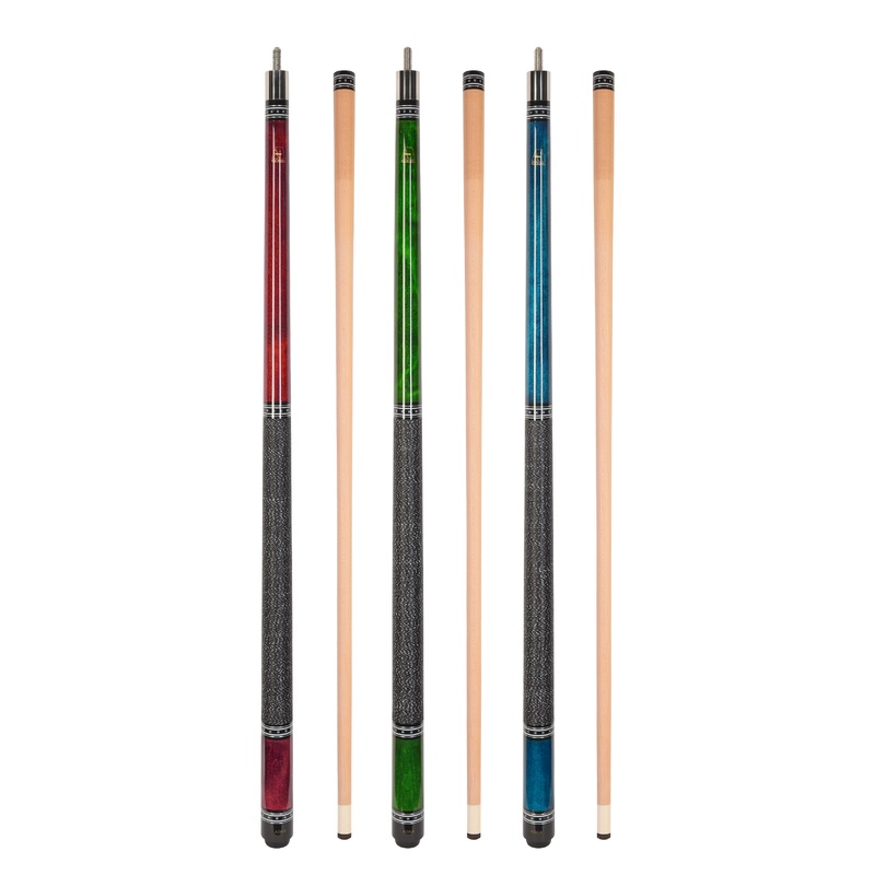 Set of 3 ASKA L9 Pool Cue Sticks 58″, 2-Piece Construction, 5/16×18 Joint, Hard Rock Canadian Maple, 13mm Hard Glued On Tip, Mixed Weights and Colors, L9S3