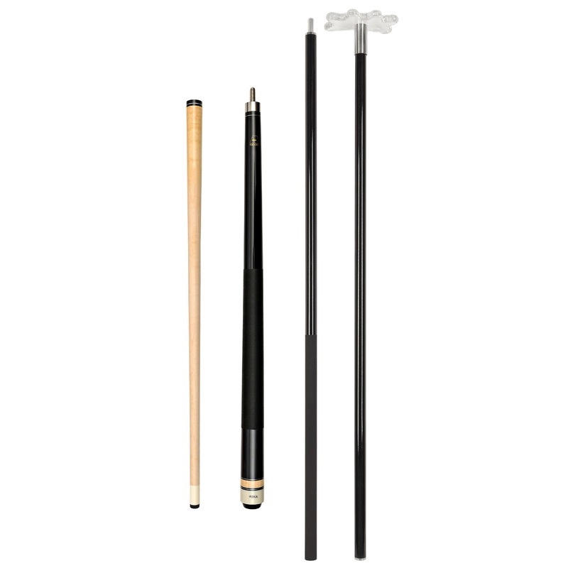 Set of 42 Short Maple Cue Stick and 58″ Fiberglass Bridge Cue with Transparent Head, SB1