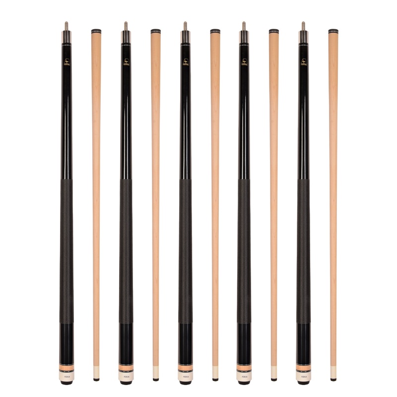Set of 5 BLACK Aska L2 Billiard Pool Cues, 58″ Hard Rock Canadian Maple, 13mm Hard Tip, Mixed Weights, L2S5BLK