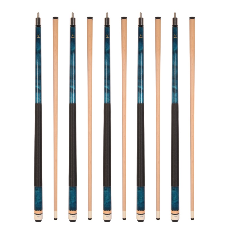 Set of 5 BLUE Aska L2 Billiard Pool Cues, 58″ Hard Rock Canadian Maple, 13mm Hard Tip, Mixed Weights, L2S5BLU