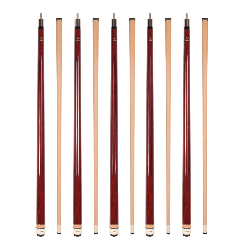 LOT of 20 Aska L3 Red Pool Cue Sticks, 58″, 13mm Tip, Hard Rock Canadian Maple Shaft, Wrapless, L3S20RD