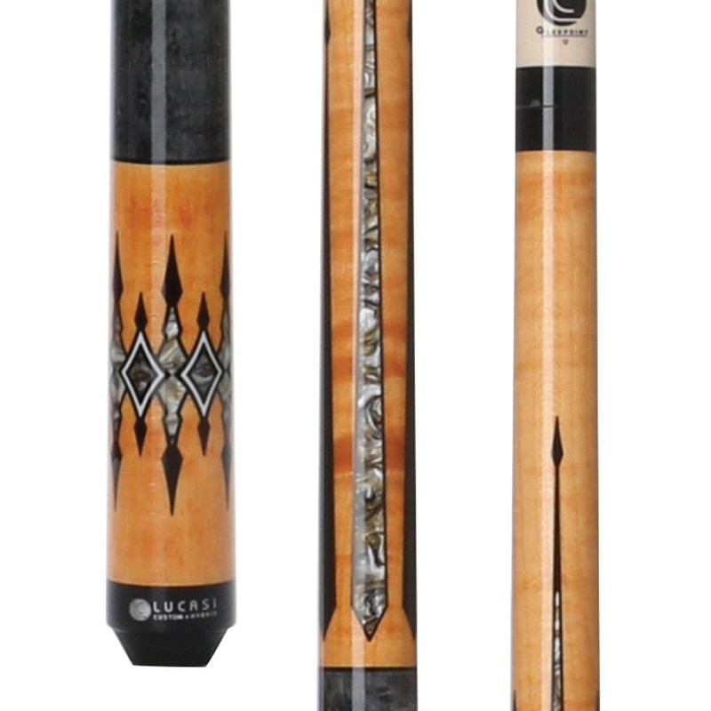 Lucasi Custom Grey Stained Birdseye &Natural/Lucite Grey Wrapless Cue (LZC49)