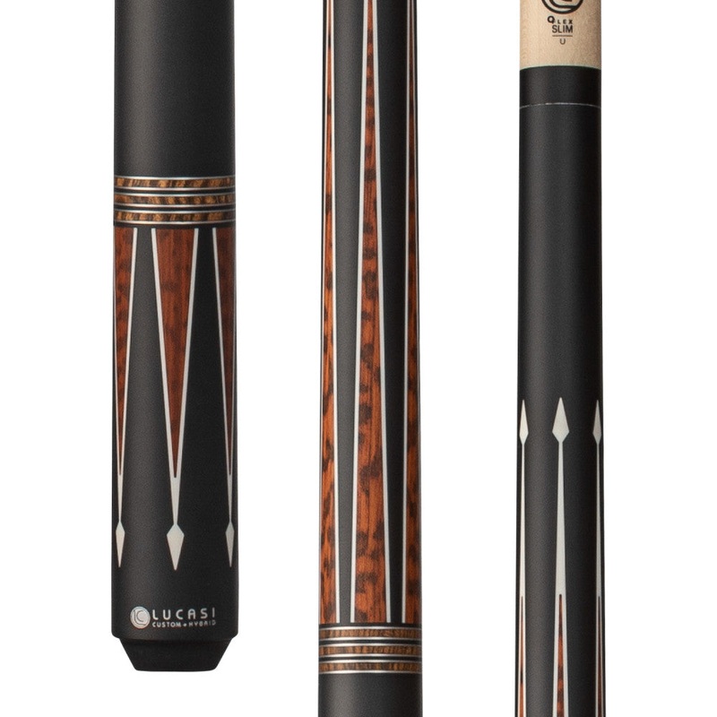 Lucasi Custom Matte Black & Snakewood/Zebrawood Wrapless Cue (LZC55)