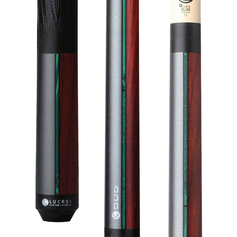 Lucasi Custom Duo Gunmetal/Stained Zebrawood Cue with Embossed Leather (LZDU12)