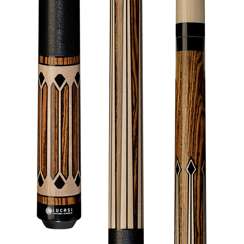 Lucasi Custom Exotic Bocote/Curly Maple & Black Cue with Black Linen Wrap (LZC35)