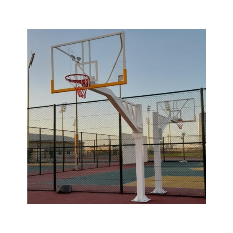 Basketball Post Fix Type Official Size Main Pole 200x200x8mm Clear Board W/ Heavy Duty Ring & Net