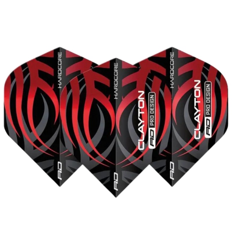 Red Dragon Jonny Clayton Tribal Hardcore Standard Black & Red Dart Flights