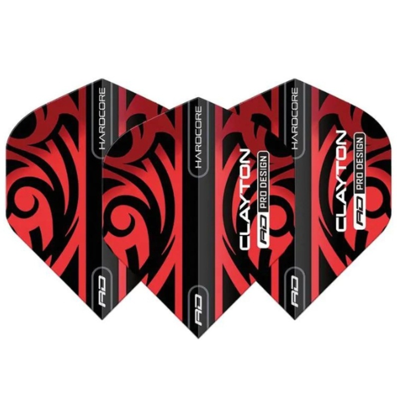 Red Dragon Jonny Clayton Tribal Hardcore Standard Red & Black Dart Flights