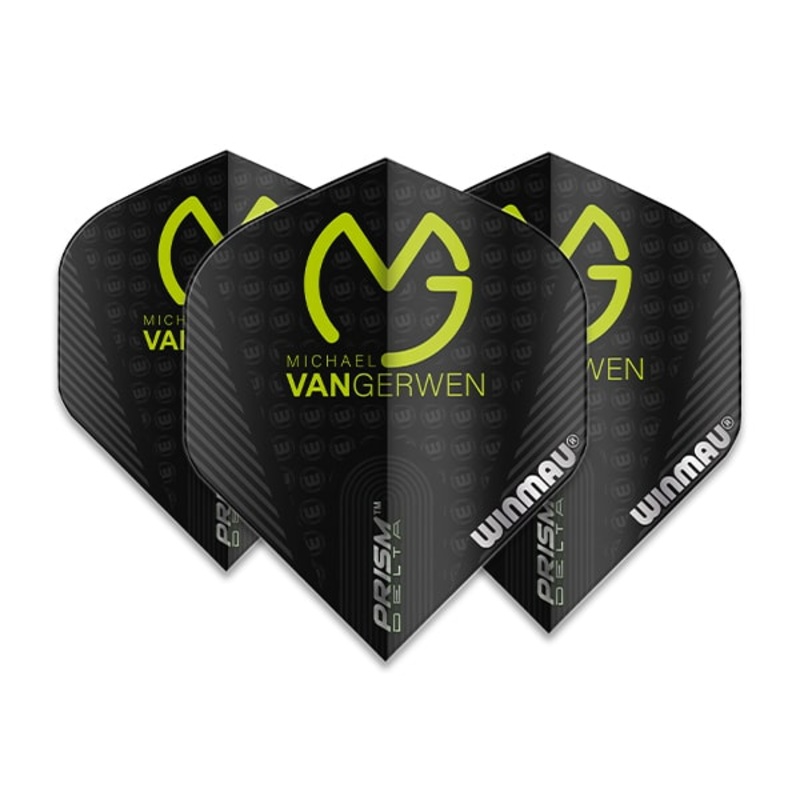 Winmau MvG Delta Prism Extra Thick Black Dart flights