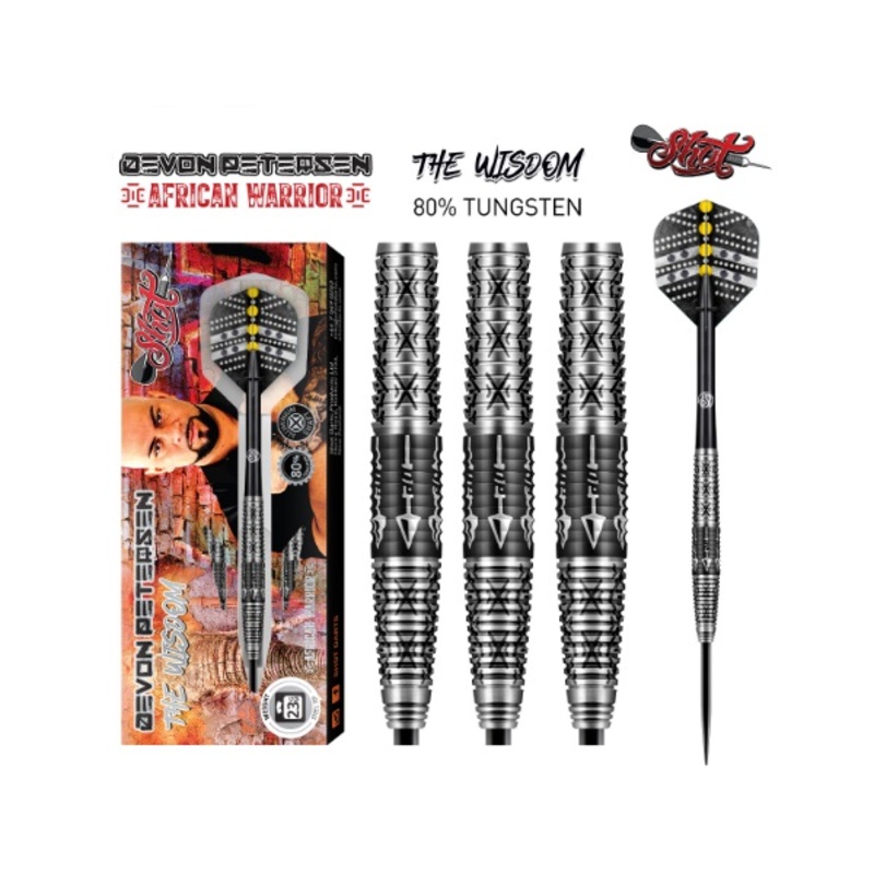 Shot Darts Devon Petersen Wisdom | Steel Tip Dart Set | 80% Tungsten | 24 Grams