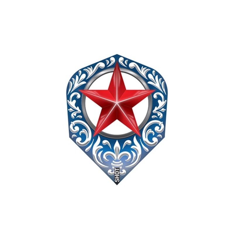 Shot Darts Wild Frontier Trailblazer-Dart Flight Blue With Red Star Set-Small Standard
