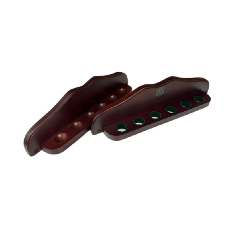 Knight Shot Wall Cue Rack | 6pcs Cues | Mahogany