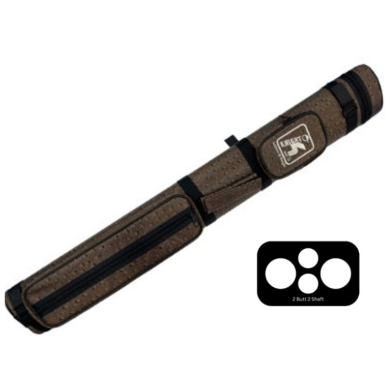 Knight Shot Billiard Cue Leather Hard Case | 22 (2 Butts x 2 Shafts) | Brown