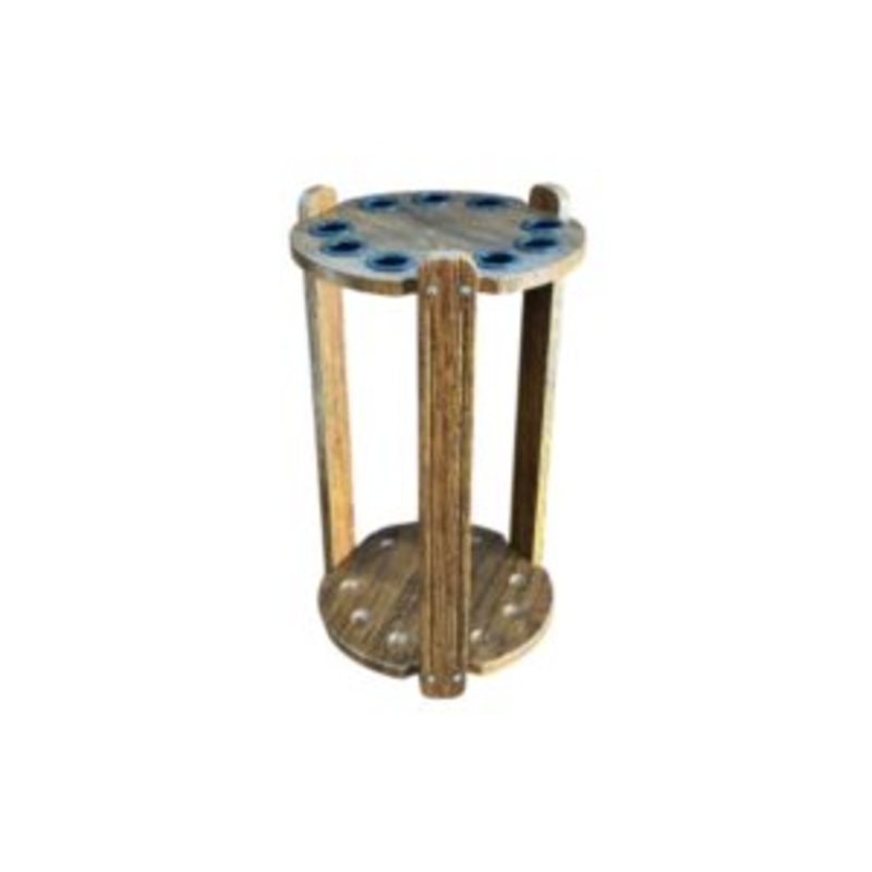 Knight Shot Cue Stand Round | 9pcs | Brown Finishing