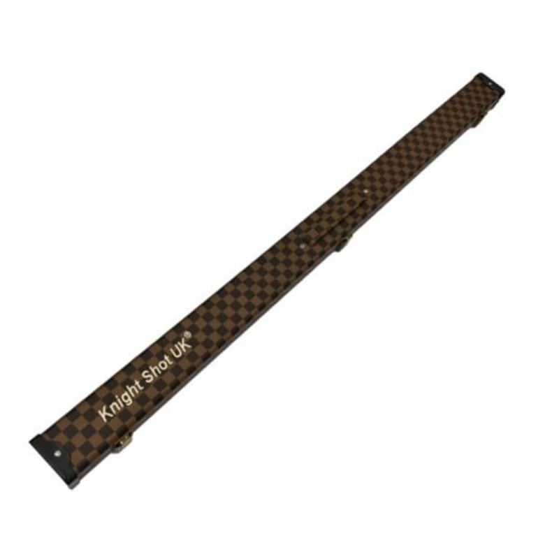 Knight Shot Snooker Hard Case 48 | Brown Checkered Plaid PU Leather | For 2pc & 3/4 Jointed Snooker Cues | FB824