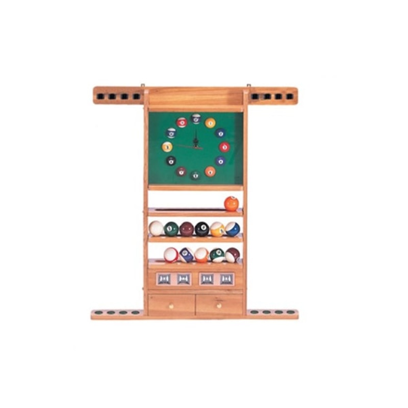 Knight Shot Wall Cue Rack with Clock | 8pcs Cues