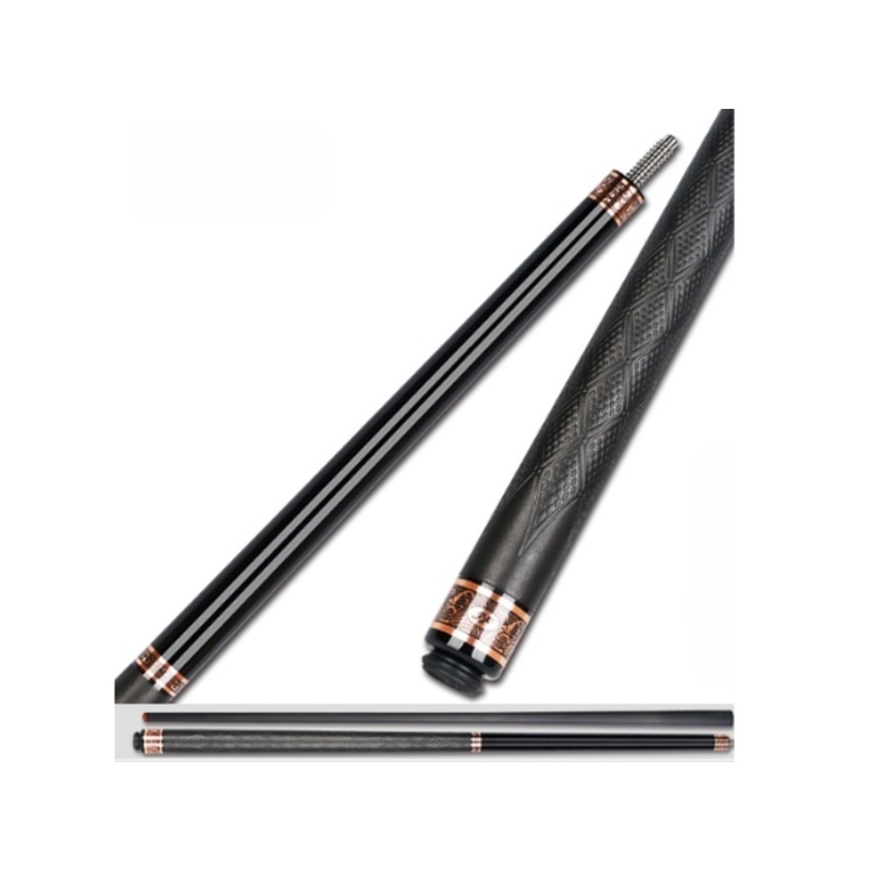 J Flowers Billiard Cue JF20-20F Black Model In Black Leather Wrap with Carbon Shaft