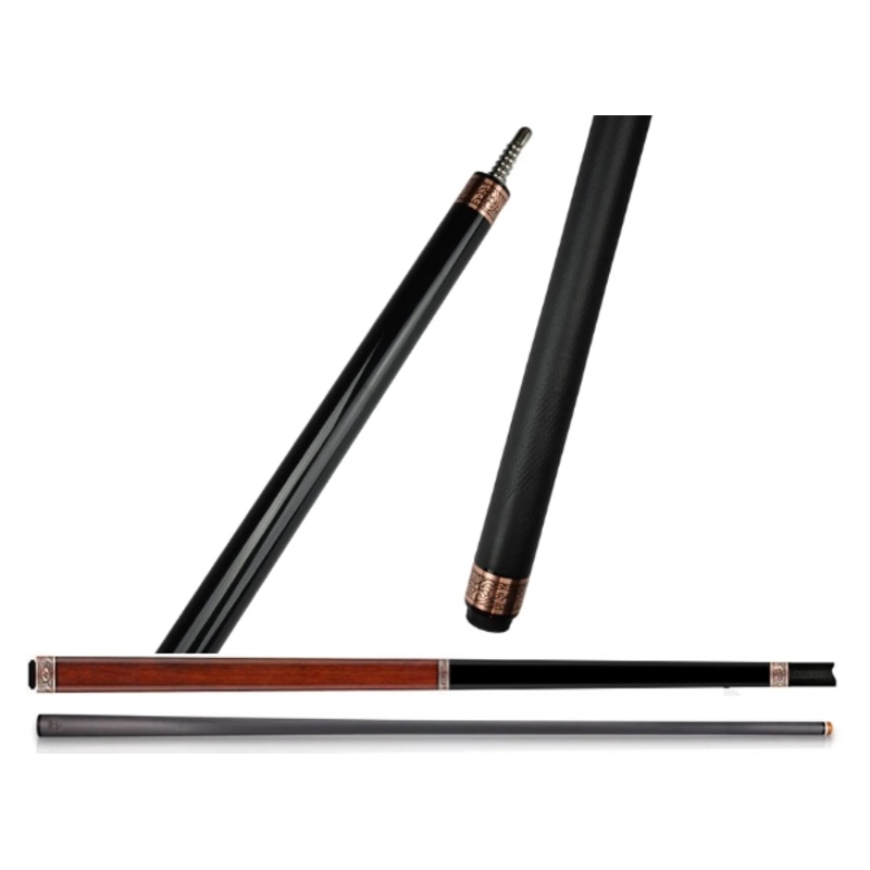 J Flowers Billiard Cue JF20-20RF Black Model In Red Leather Wrap with Carbon Shaft