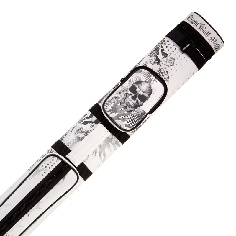 Eight Ball Mafia White Skull and Flames Pool Cue Case – 2×2