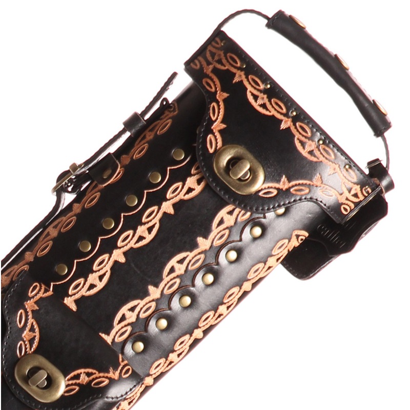 Instroke Saddle Black Hand Painted D01 Pool Cue Case – 3×7