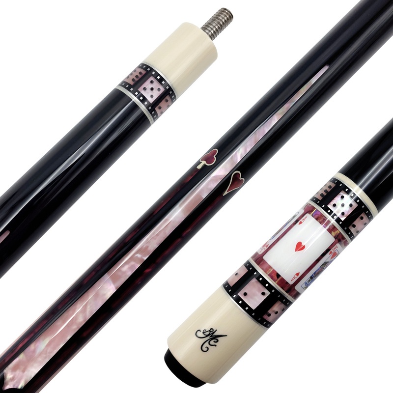 Meucci BMC Casino 9 Pool Cue – Black With Hearts