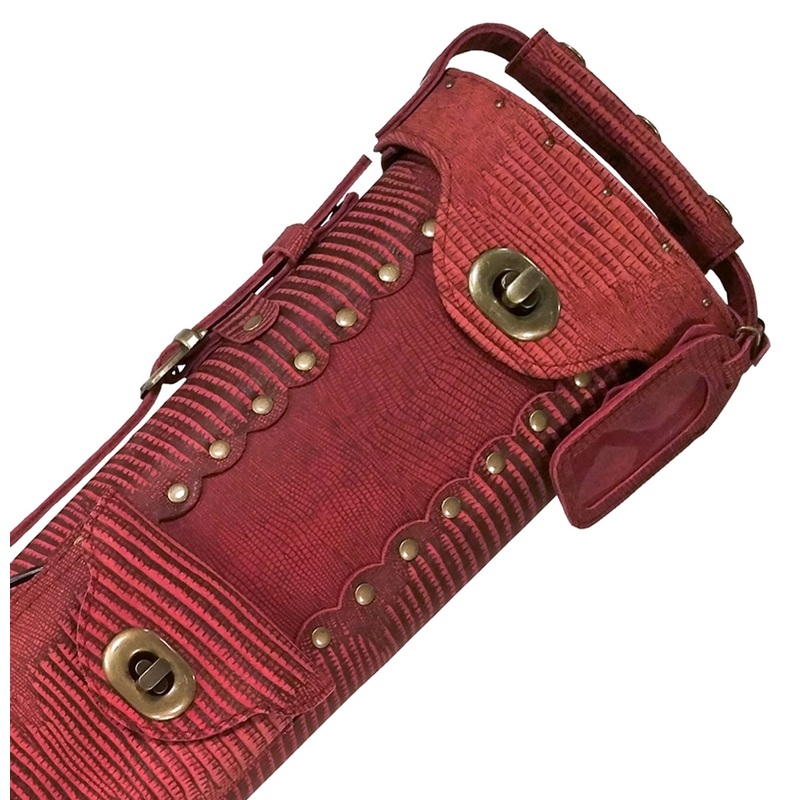 Instroke Exotic Cue Case with Burgundy Lizard Skin – 2×4