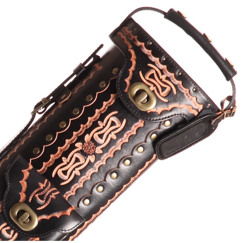Instroke 3×7 Saddle Black Hand Painted D06 Pool Cue Case