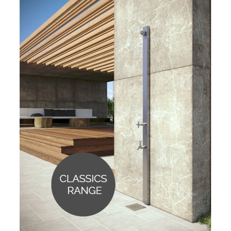 Rainware Outdoor Shower – Aussie Wall 2202 – Cold Shower + Cold Footwash Wall Mounted