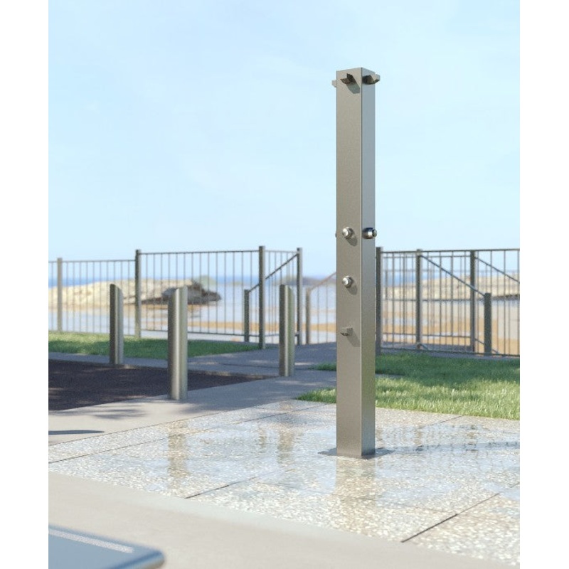 Rainware Outdoor Shower – Beach Quartet 5045 Quad Shower & Double Footwash – Time Flow