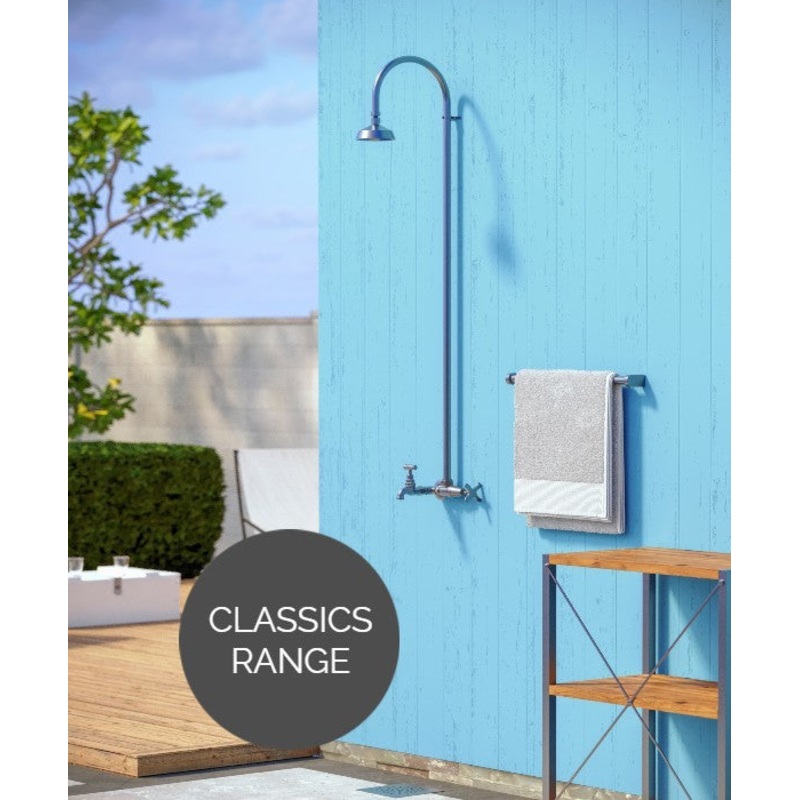 Rainware Outdoor Shower – Bribie 2002 – Cold Shower + Hose Tap/Footwash Wall Mounted