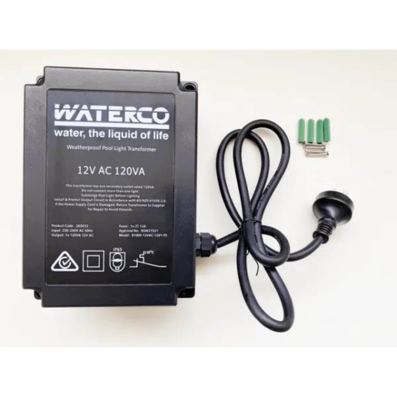Waterco 12 volt Pool Light Transformer 120VA – 265032